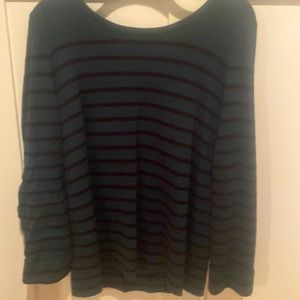 Tribal dark green stripe sweater medium with unique tie back